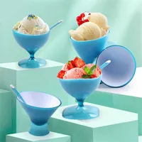 Kreatywny nowy plastikowy filiżanka lodów owoce jogurt deser popołudniowa herbata lody miski
