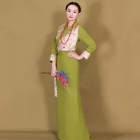 Etnische kleding Traditionele Tibet Comfortabele stoffen jurk lange mouw nationale stijl tangpak sets Tibetaans kostuum