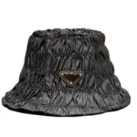 Autumn New Nylon Bucket Hat For Women Fashion Designer Ladies Winter Metal Triangle Cap Fisherman Hats Sun Caps Drop ship