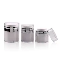 15g 30g 50 g Acrylluftless -Jar -Creme -Flasche mit Silberkragen Kosmetische Vakuumlotion -Gläser Pumpen Packflaschen