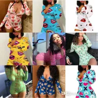 Женщины -комбинезоны дизайнерские короткие ссоры с пижамами кнопка Любовь День Святого Валентина Подарок подарки леопардового печатного женского игрового сустава ночная одежда 829