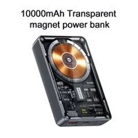 Power Bank Magnetic Wireless PD 20W Charge rapide 10000mAh Plaque de couverture transparente Source portable USB pour iPhone13 / 12 Téléphone Case