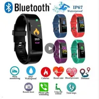 New ID115 PLUS Color Screen Smart Bracelet Sports Pedometer Watch Fitness Running Walking Tracker Heart Rate Pedometer Smart Band329F
