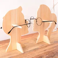 Hooks Rails Wood Head Design Stands Eyewear Display Storage Holder Holder Eyeglasses Collection