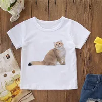 Summer White Casual Boy Top Top Girl Girl T-shirt Stampa animale per bambini Kids Harajuku Design Pretty Round Neck Baby Clothing