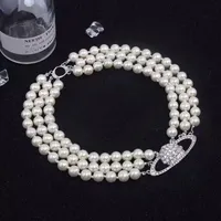 Saturn Halskette Perle Perlen Perlen Diamant Tennis Halskette