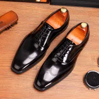 Dress Shoes Business Men British Lace-up Leather Patent Oxford Wedding Fashion Wear StyleDress