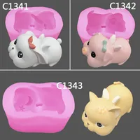 Baking Moulds Rabbits Piglets Kittens Cartoon Animals Mousse Cakes Silicone Molds DIY Utensils Ice Cream Molds.Baking