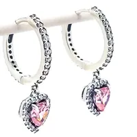 HALO HEART HEART Earrings arrings arrings المجوهرات 925 Sterling Silver Women Pandora arring مع شعار ALE هدية 291445C01
