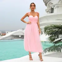 Casual Dresses Elegant Wedding Party Pink Sling Tube Top Backless Prom Evening Robe De Soire Mariage Robes Cocktail Ball GownCasual