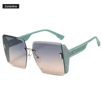 Europäische und amerikanische Modedesign Großrahmen Sonnenbrillen Frauen 2022 Schnittkantenquadratrahmen Persönlichkeit Herren Tiffany Farbe Sonnengläser