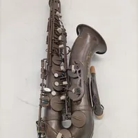 Saxofón retro de saxofón antiguo Marca de cobre 6 botón de carcasa tallada hacia abajo B Tono Tenor Instrumento de viento de madera de latón