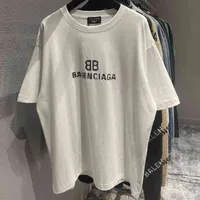 최고 품질의 Balencaigass 디자이너 T 셔츠 상품 안정된 오리지널 하이 버전 B 패밀리 홀 레터 클래식 팬텀 BB 다목적 짧은 슬리브 셔츠