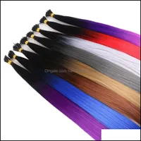 Feather Hair Extensions Products i Tipo Tipo Colorf Sintético Pré-Luxo Pré-ligado para Trança 22 1grams / Strand 50Strands / Pack Drop entrega
