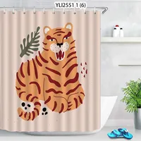 Cartoon Animal Shower Curtains Dinosaur Bathroom with Hooks Decor Waterproof Cute Tiger Bath Personality 220429