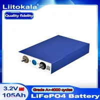 16PCS Liitokala High Capacity Deep Cycle Lifepo4 3.2V 105AH Batteri för 12V 24V 48V Li-Ion Cell Rechargeable Batteri Pack