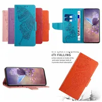 Butterfly Hybrid Leather Wallet Cases For Samsung Note 20 A33 A13 4G S22 Ultra Plus S21 A03 Core A53 M52 A23 Print Credit ID Slot Flip Cover Blue Holder Book Women Purse