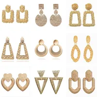 Statement Big Gold Drop Earrings Fashion Vintage Geometric Heart Round Gold Silver Metal Dangle Earring for Women 2019 jewelry263O
