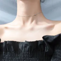 Kedjor äkta 925 Sterling Silver Sweet Choker CLAVICLE CHAIN ​​ROUND PEAD Pendant Necklace For Women Wedding Jewelry F020chains