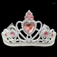 Noel Süslemeleri Cosplay Prenses Kids Taç Plastik Tiara Doğum Günü Partisi Favor Kız Gümüş Reçine Kalp Kristal Kafa Bantları PAG248B