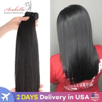 Super Double Drawn Virgin Hair Bundles Arabella Brazilian Straight Hair 100% Human Hair Bundles With 4x4 Transparent LaceClosure 0618