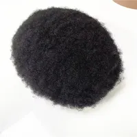 4 mm afro männliche Perücken indische jungfräuliche menschliche Haar Ersatz handgebundene Mono -Spitzeneinheit für schwarze Männer in uns