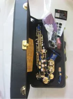 R54 Mały zakrzywiony saksofon sopranowy b płaski wysokiej jakości mosięża niebieski saksoły