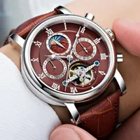 Wristwatches ABORNI Men Watch Automatic Mechanical Creative Wrist Watches Skeleton Vintage Leather Male Clock Relogio Masculino