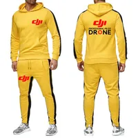 Parcours masculins Spring automne dernier DJI Pilot Pilot Pilote Prints Men Fleece Set personnalisable Logo Hoodie Sportswear Pantalon Setmen '
