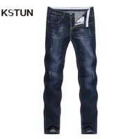 Men Jeans Kstun Men's Jeans 2022 Summer Denim Pants Slim Straight Dark Blue Regular Fit Leisure Long Trousers Famous Brand Jean Men Hombre 221223