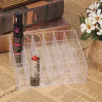 Förvaringslådor BINS GRID ACRYLIC MAKEUP Organiser Box Cosmetic Lipstick Jewelry Case Holder Display Stand Make Up XQMGStorage