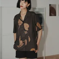 CHEERART Musashi Ukiyoe Japanese Streetwear Woman Blouses Shirts Short Sleeve Button Down Shirt Aesthetic Summer Top Clothes 220527