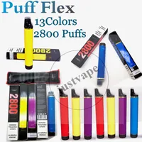 NEW PUFF FLEX 2800 Puffs Cigarettes Disposable Vape Pen Wholesale 850 MAh Battery 20 Colors ecigs 10 ML Pod electronic OEM Cartridge Pre-Filled Vaporizer