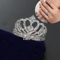 Brand Fashion Women Crown Ring Anello 925 Sterling Silver 5A Zircon Cz Finger Band Fand Band Rings for Women274T