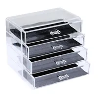 Großhandel-1pc 4-Layer-Schublade klarer Acrylkosmetik-Make-up-Aufbewahrungsbox-Display-Stand
