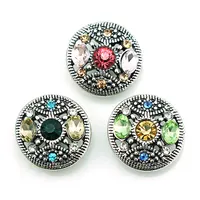 High Quantity 18mm Snap Buttons Fashion 3 Color Pierced Crystal Metal Ginger Clasps DIY Noosa Jewelry Accessories