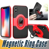 Ring Halter Magnetic Case Auto Halter Stoßfest Rüstung Leder PC Abdeckung für iPhone X Xr Xs Max 8 7 6 S Plus Samsung Note9 8 S8 S9 Plus S10S10E