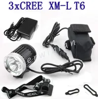 Nyaste CREE XML 3 T6 LED 3800LM Cykelcykel Ljuslampa Cykel Frontlampa Strålkastarljus + Laddare + Headband + Batteripack