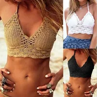 Sexy handgemachte Häkelarbeit-Bikini Cotton Crop Top Bikinis Gestrickte Bademode Frauen Bikini brasilianischen Strand-Badeanzug-Vertuschung