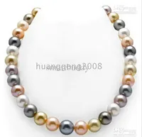 Nowa Fine Pearl Jewelry Sets 9-10mm Morze Południowe Multicolour Pearl Naszyjnik 18 '' Bransoletka Kolczyk i pierścień 14K