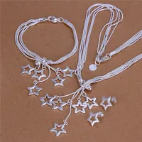 Mode-sieraden Set 925 Silver Star Necklace Armband Oorbellen Voor Dames Party Gifts Gratis verzending