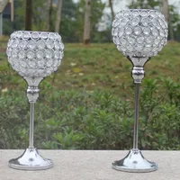 Candelero de plata plateado metal con cristales. candelabro de la boda / decoración de la pieza central, 1 juego = candelabro de 2 piezas