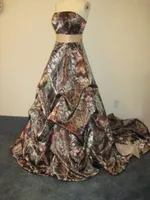 Echtes Bild 2015 Camouflage Brautkleider Eine Linie Forest Empire Camo Brautkleider mit Gold Schärpe Rüschen Formale Prom Dresses