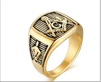 2016 Klassieke 18K Vergulde Masonic Heren Ringen Engagement Party Sieraden Rhinestone CZ Masonic Ringen voor Mannen (SILDENEN SI0632)