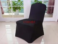 FedEx Gratis frakt Svart Spandex Chair Cover Flat Front for Wedding Party Hotel Decoration, 50pcs / Lot