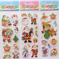 2015 Hot Sale Christmas 3D Cartoon Sticker Santa Claus Wall Stickers Julgran Snowman Gift Paster Kindergarten Belöna för barn