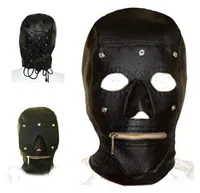 Lederen Bondage Masker Slave Head Hood Zipper Mond Set BDSM RESTRAINT Hood Adult Sex Game Sextoys