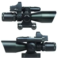 2.5-10X40 Tactical Rifle Scope w / Laser verde Mini Reflex 3 MOA Red Dot Sight