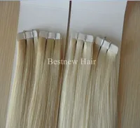 Superkvalitetsband i hårförlängningar Indisk Remy Pu Hair Extension # 60 # 613 100g 40pcs 16 "18" 20 "22" 24 "Tape hårförlängningar