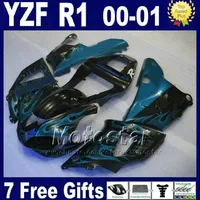 Misura per carene YAMAHA YZF R1 2000 2001 modello blu fiamme parti del corpo yzf1000 00 01 colore fai da te carene yzfr1 set carrozzeria